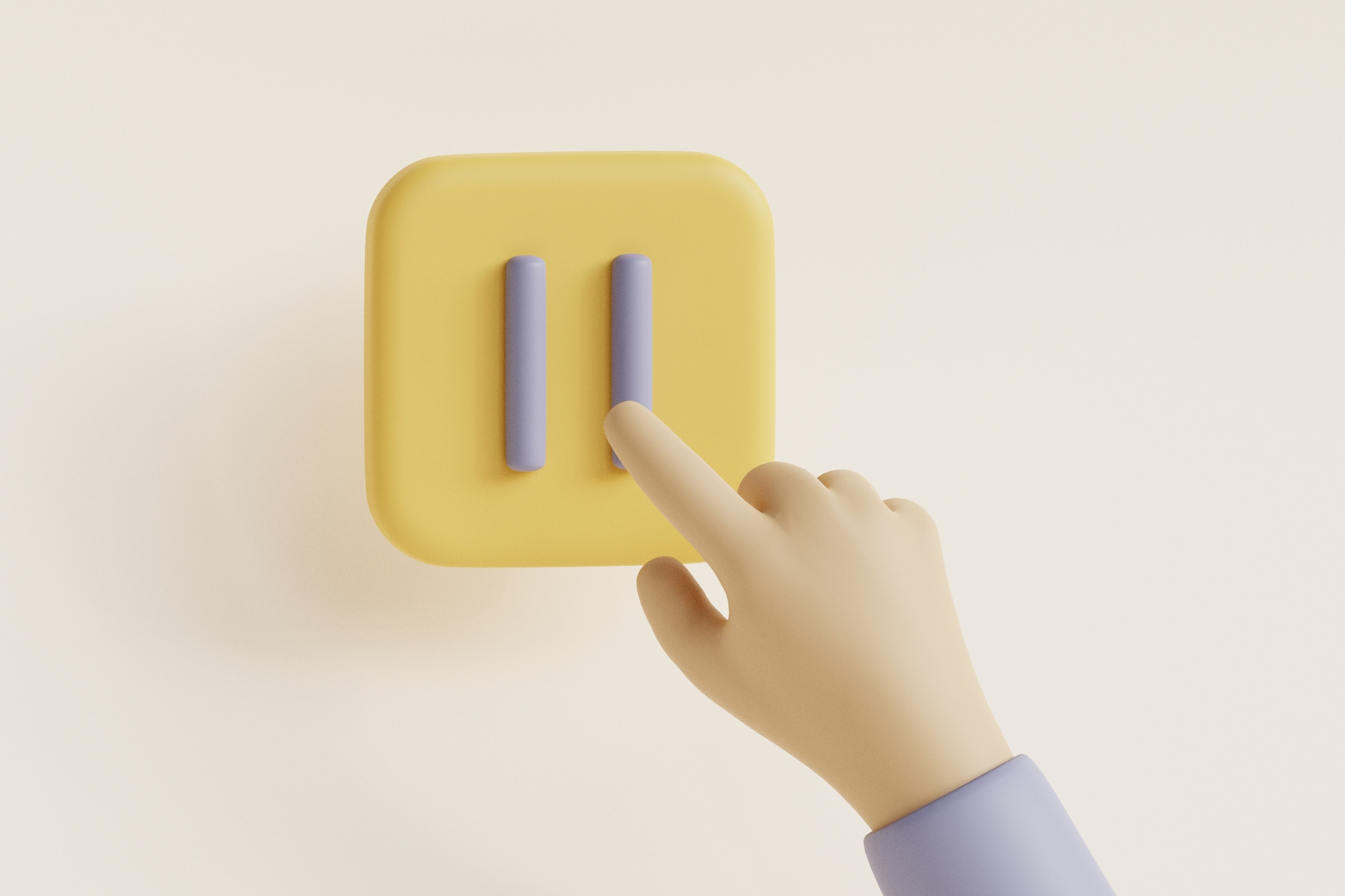 vinger bij pauzeknop